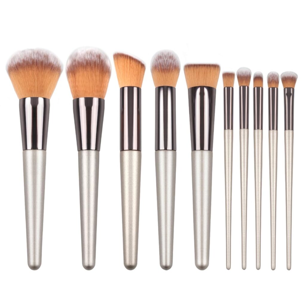 Set of makeup brushes in various sizes.
